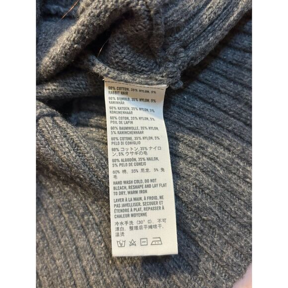 Hollister Y2K Gray knit Ribbed Trim V Neck Sweater Cotton Rabbit Hair 90s sz L - Picture 6 of 8